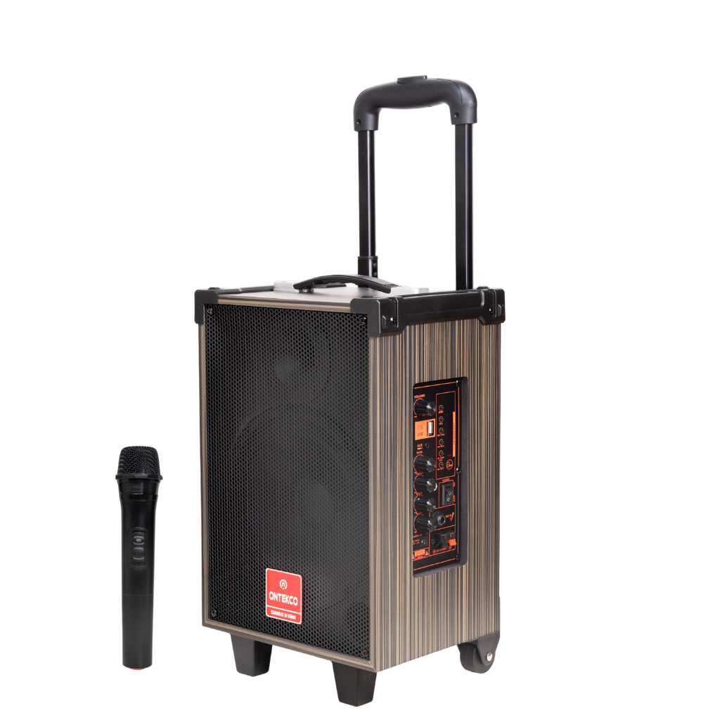 Loa kéo hát karaoke vỏ gỗ Ontekco 8001,bass 20 kèm 1 mic. 1 8001