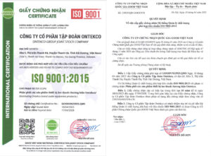 ONTEKCO đạt chứng nhận ISO 9001:2015