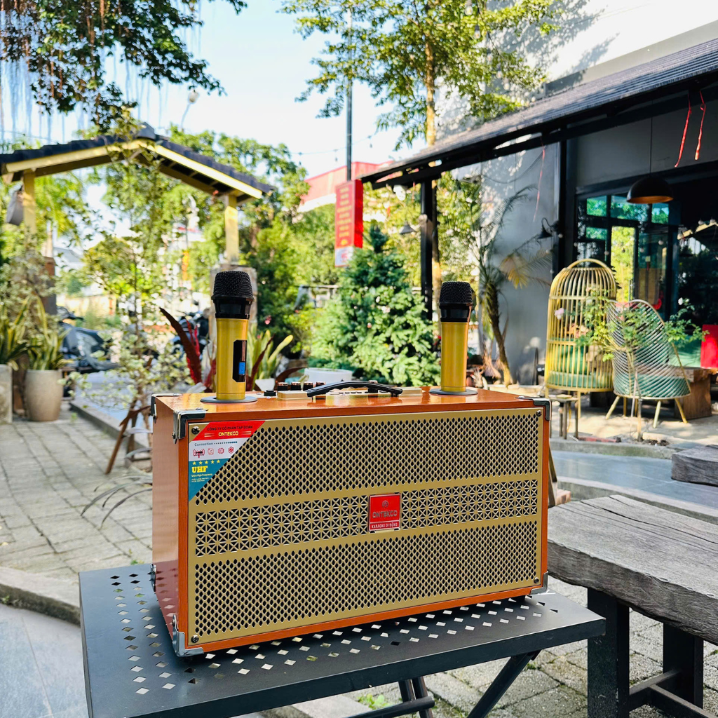 Loa xách tay karaoke Ontekco 2652 Gold - 4 đường tiếng, 2 bass 16,kèm 2 micro không dây 7 Thiet ke chua co ten 20