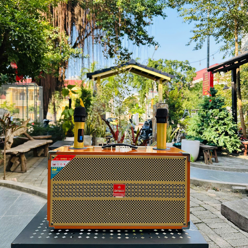 Loa xách tay karaoke Ontekco 2652 Gold - 4 đường tiếng, 2 bass 16,kèm 2 micro không dây 6 Thiet ke chua co ten 21